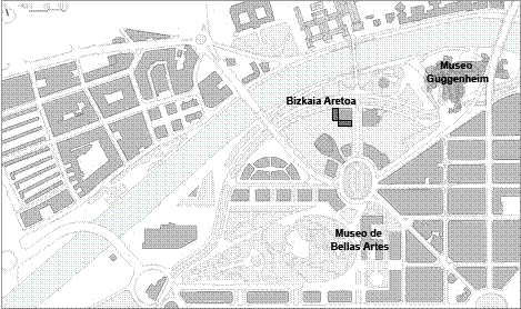 Localización de Bizkaia Aretoa en el plano de Bilbao